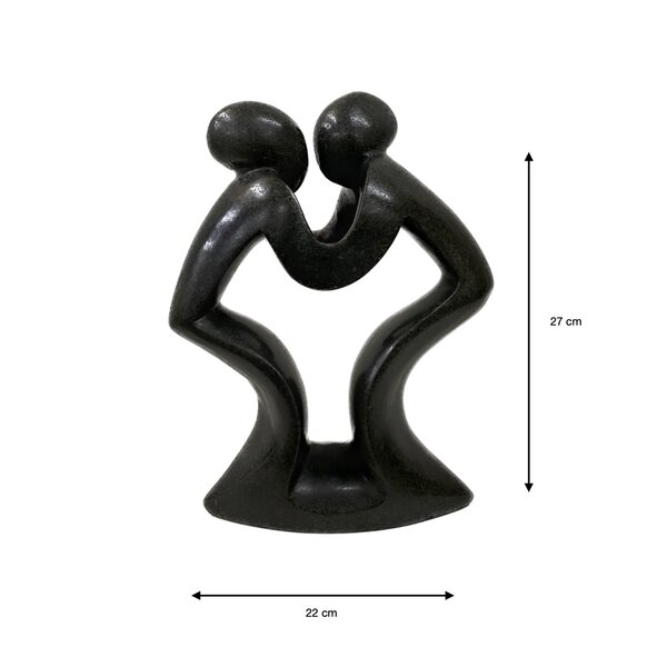 Sculpture en stéatite couple d'amour, couple vert 27 cm