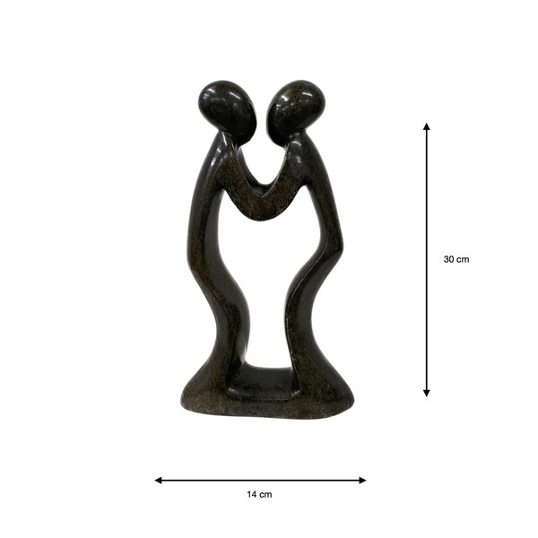 Sculpture en stéatite couple d'amour, couple vert 30 cm